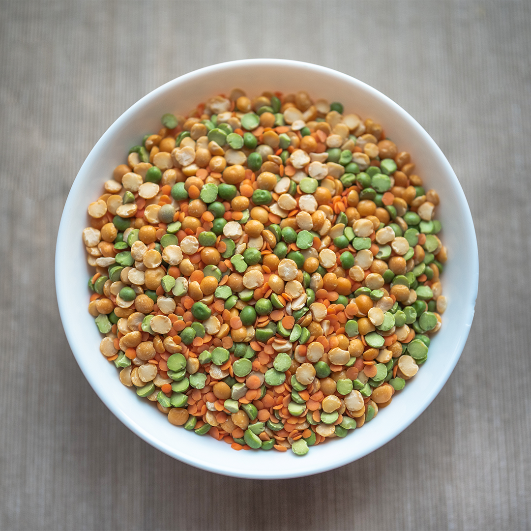 Bowl of dry peas and lentils